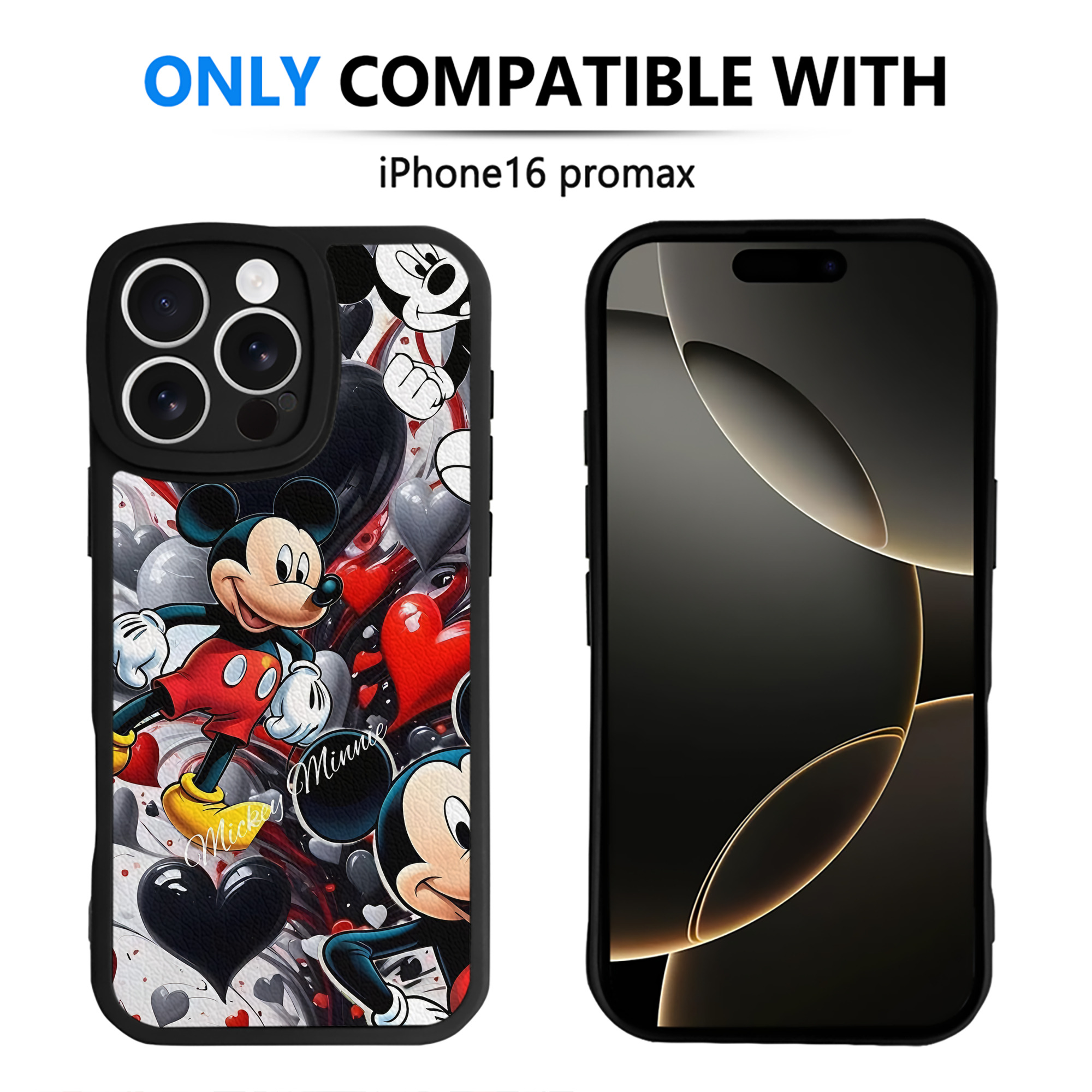 （画像用） ミッキーマウス Mickey Mouse 【iPhone 16シリーズ対応】シリコンスマホケース（レザー調） 材質：シリコン